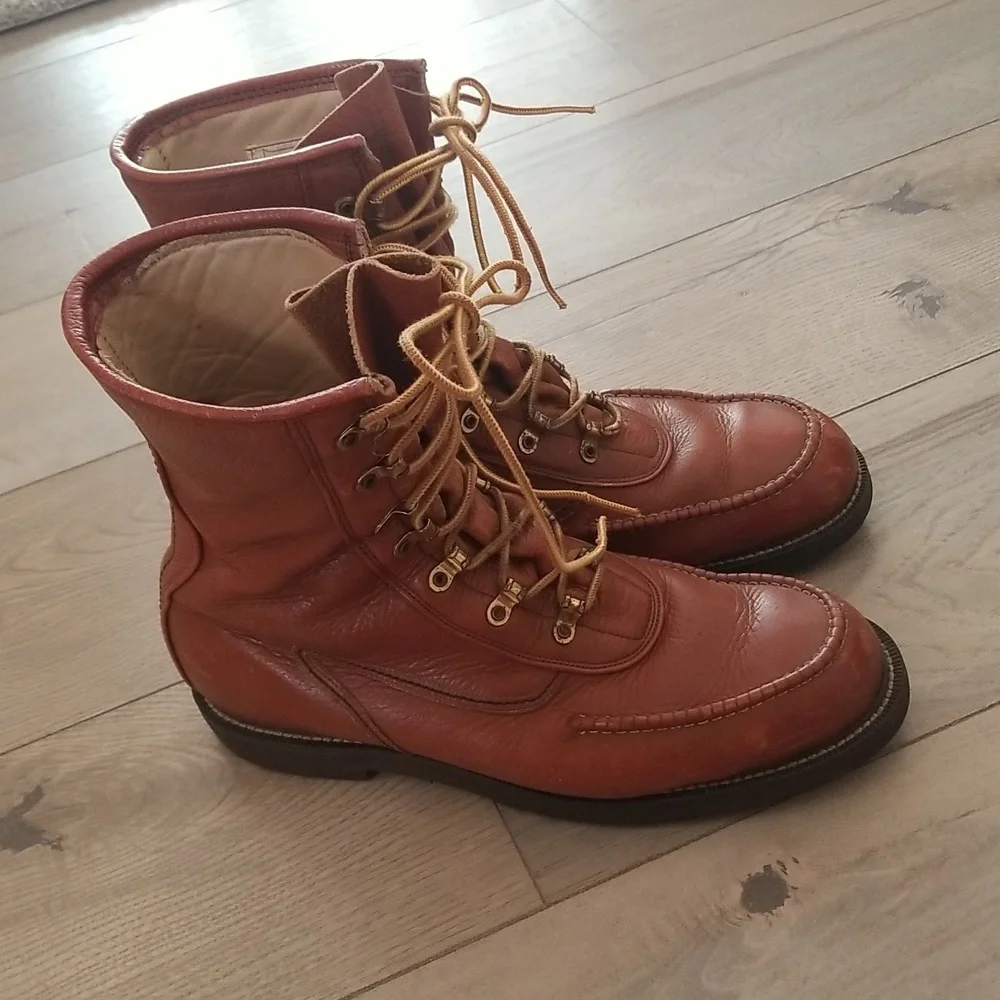 Mens VINTAGE Wards Power House Work Boots Full Leather Sz 10.5 D